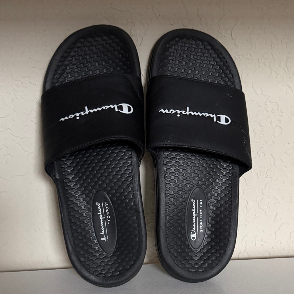 Champion Black Slide Sandals